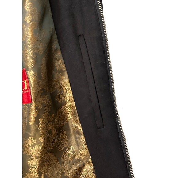 NEW Inserch Mens Size 2XL Glossy Black Alligator Embossed Zip Jacket Faux Suede - Picture 6 of 11